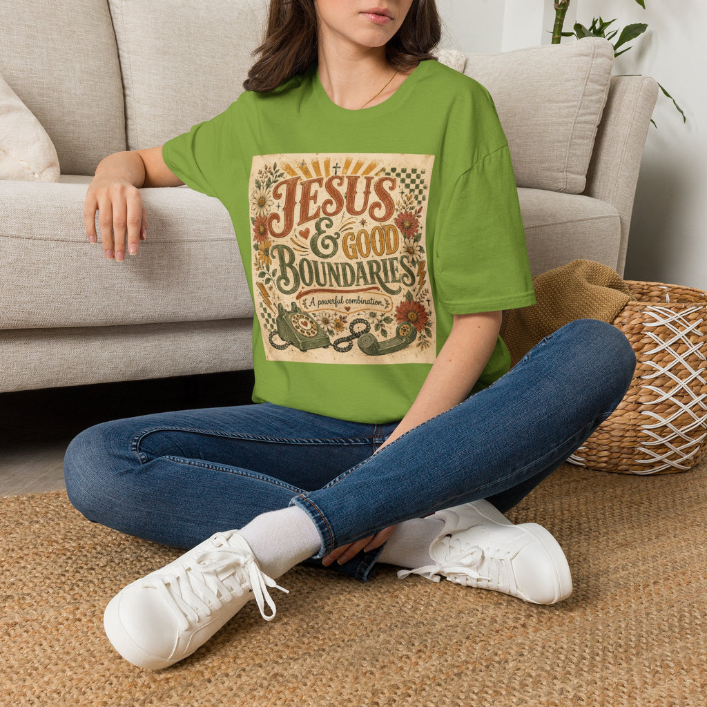 Jesus & Good Boundaries T-Shirt — Christian Faith Tee with Vintage Floral Design