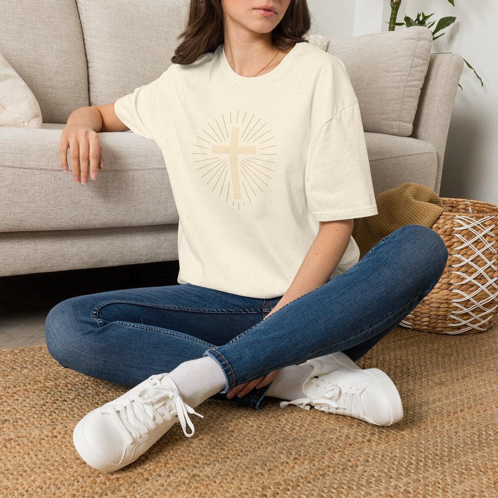 Radiant gold cross T-Shirt--Faith in Full Light