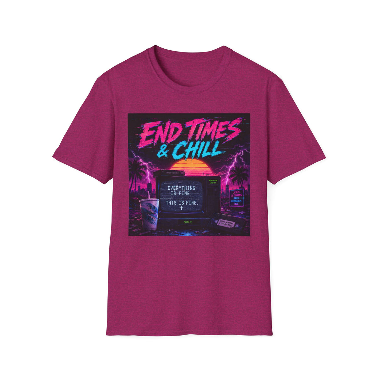 Retro 'End Times & Chill' T-Shirt — Vaporwave Sunset Tee