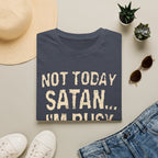 Not Today Satan I’m Busy T‑Shirt — Funny Christian Faith Graphic Tee