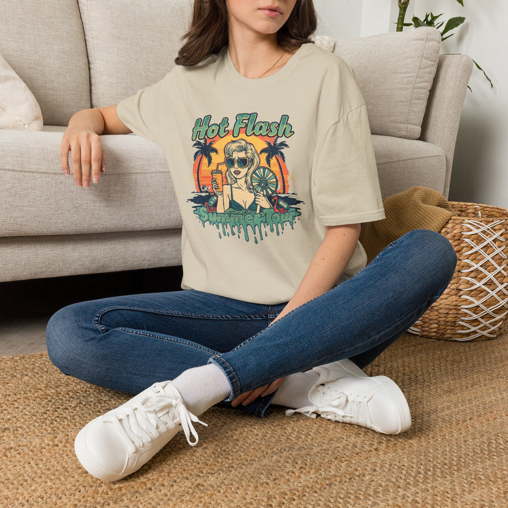 Hot Flash Summer Tour Retro Beach T-Shirt — Funny Menopause Graphic Tee