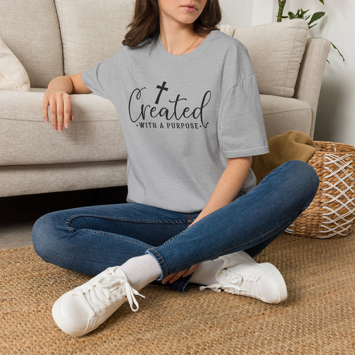 Created With a Purpose Christian T-Shirt — Faith Cross Inspirational Tee