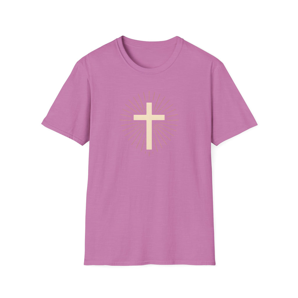 Radiant gold cross T-Shirt--Faith in Full Light