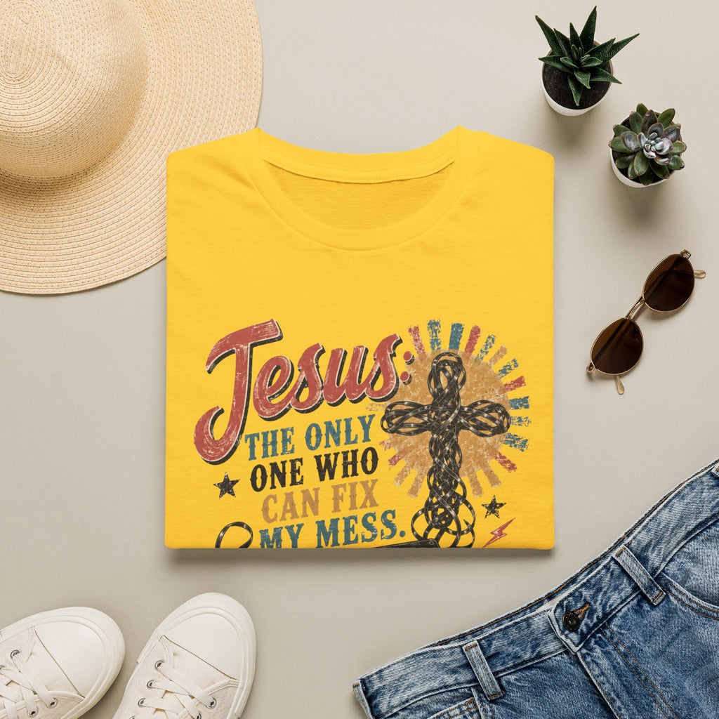 Jesus Can Fix My Mess T-Shirt — Retro Cassette Christian Tee