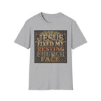 Christian Graphic T-Shirt — "Jesus Fixed My Resting Church Face" Vintage Faith Tee