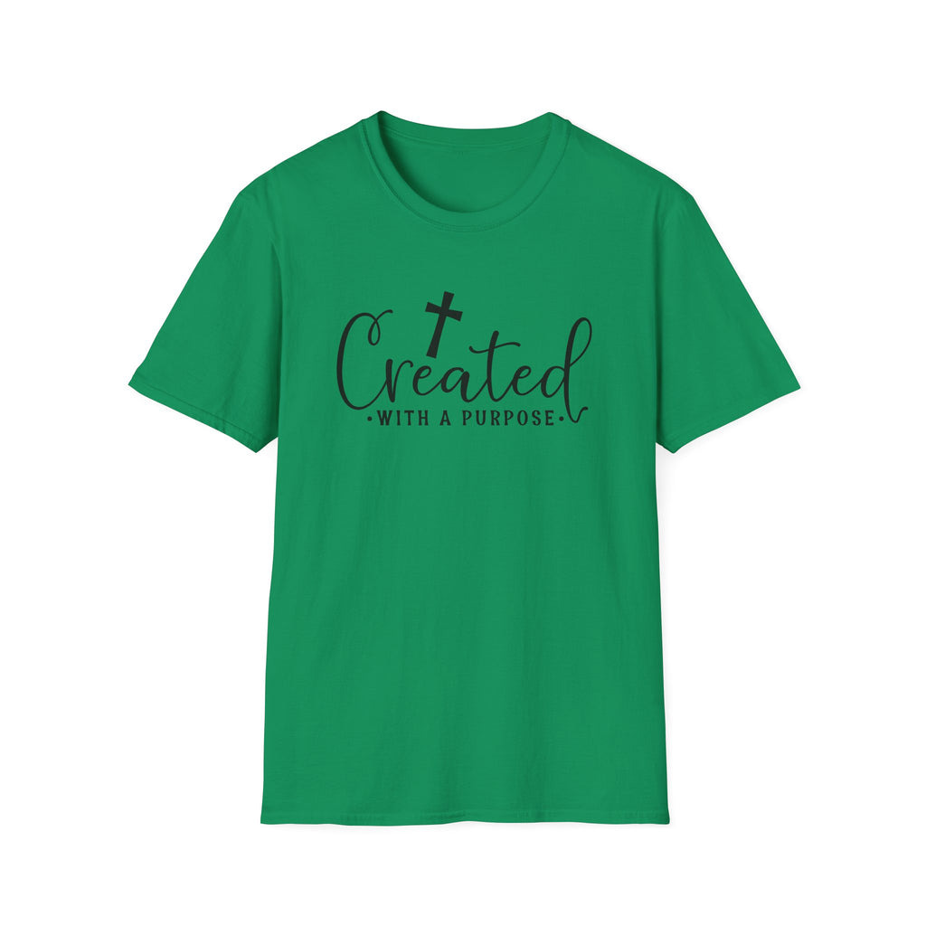 Created With a Purpose Christian T-Shirt — Faith Cross Inspirational Tee