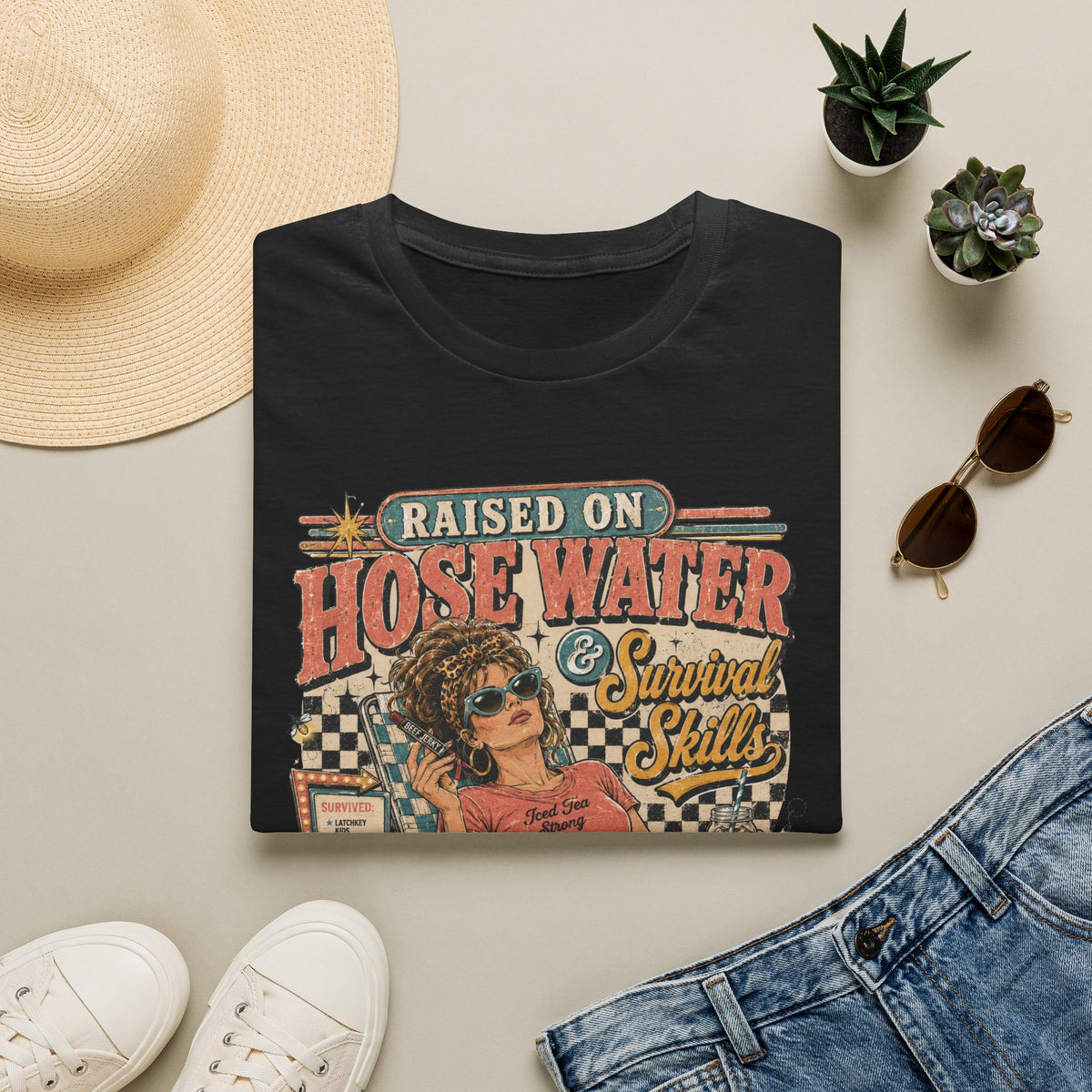 Raised on Hose Water Retro Graphic T-Shirt — Vintage Barber/Salon Vibes