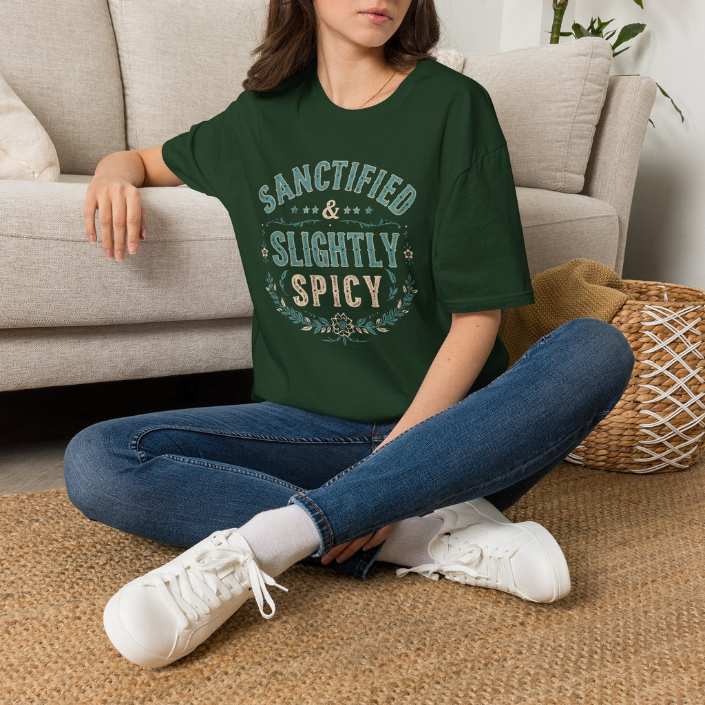 Sanctified & Slightly Spicy T-Shirt — Christian Faith with Fun Attitude