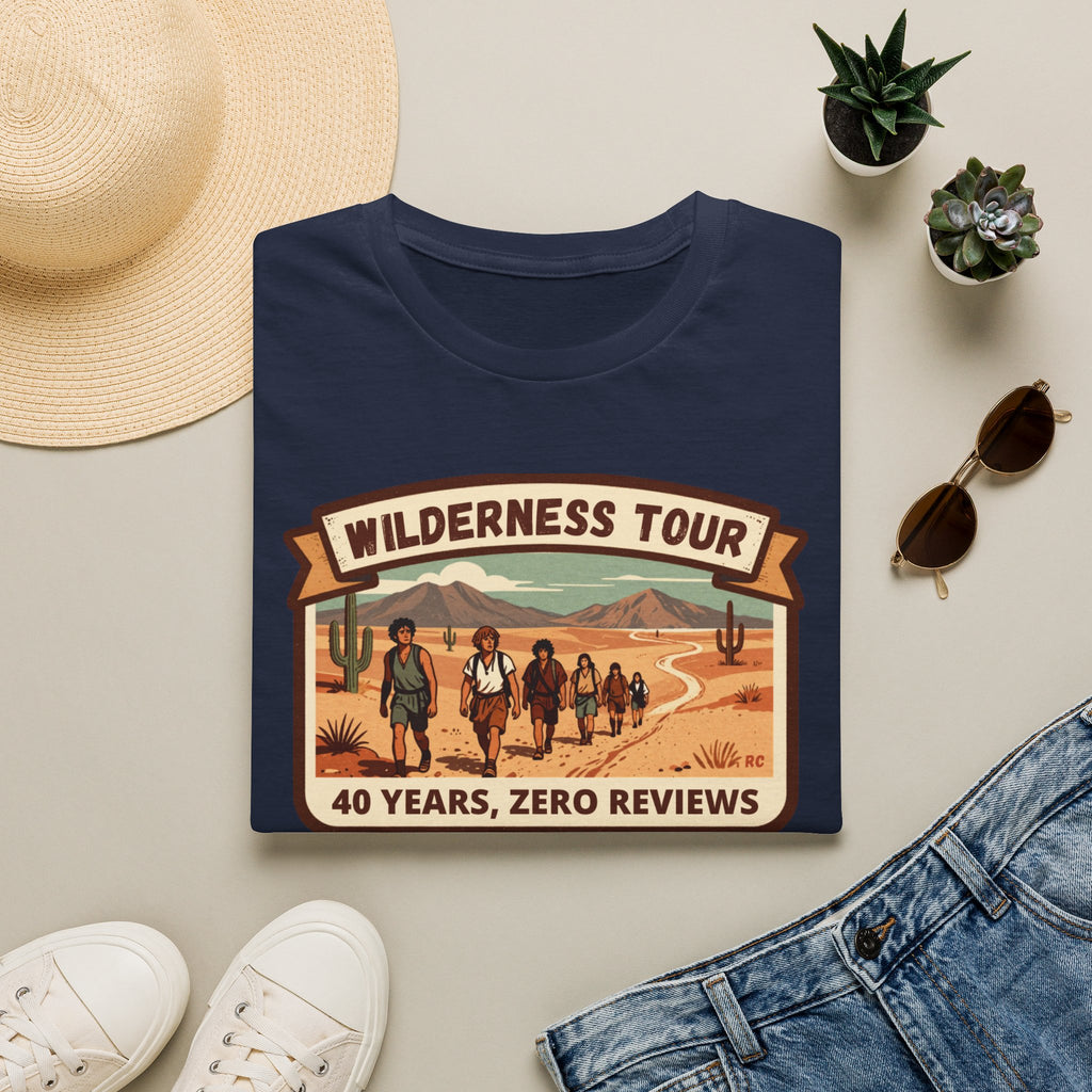 Wilderness Tour T‑Shirt — "40 Years, Zero Reviews" Vintage Desert Adventure Tee