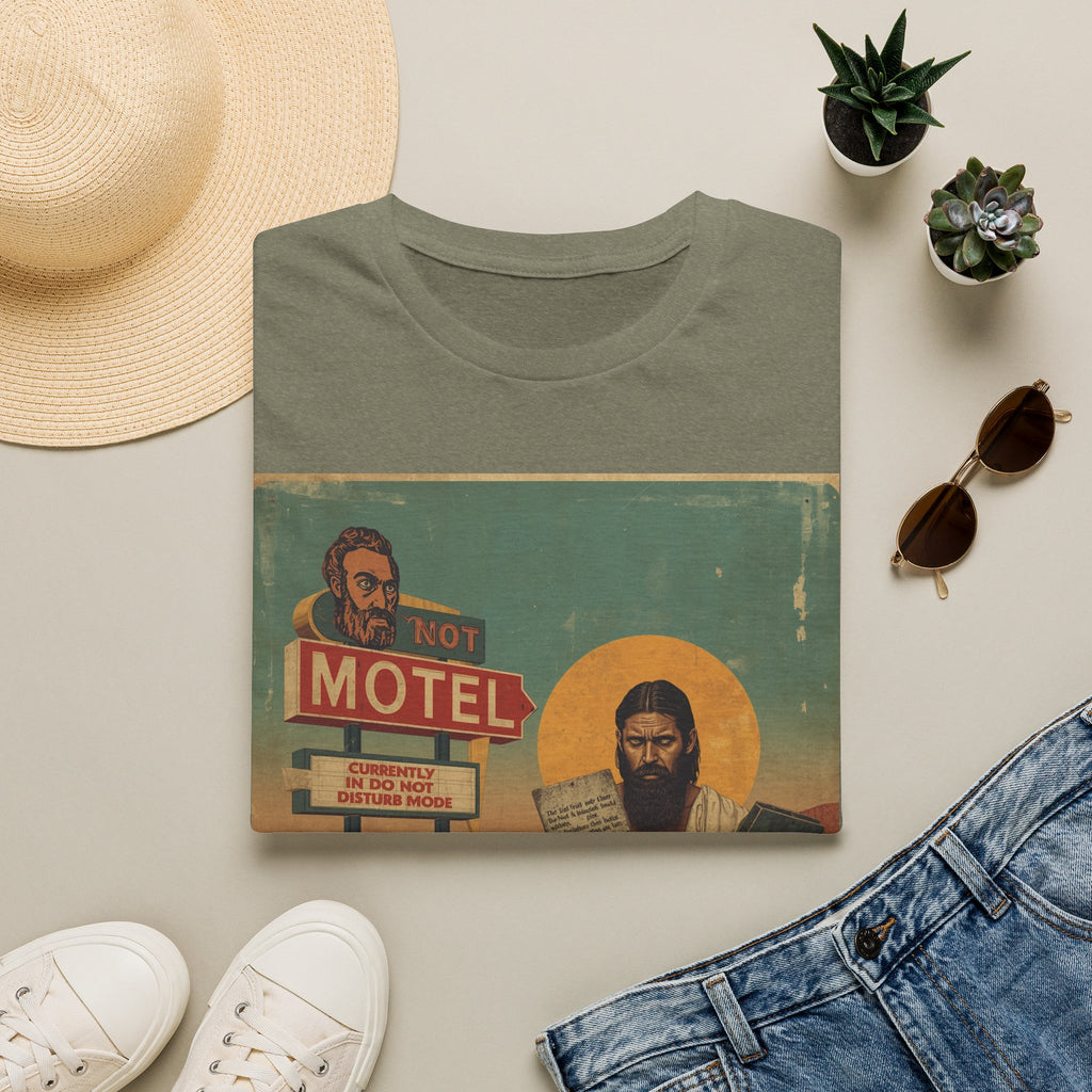 Desert Motel Graphic T‑Shirt — Vintage Roadside Jesus Art Tee
