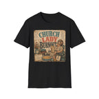 Church Lady Burnout T-Shirt — Vintage Funny Christian Humor Tee for Busy Church Volunteers