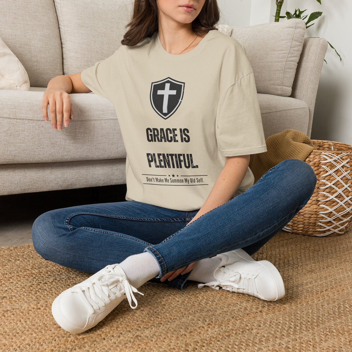 Grace Is Plentiful Christian T-Shirt — Shield & Cross Faith Tee