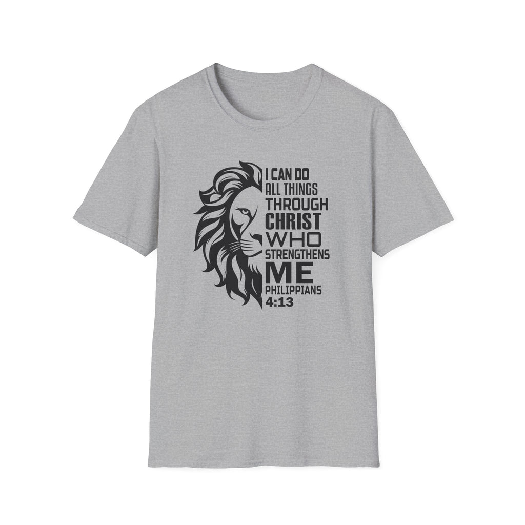 Philippians 4:13 Lion T-Shirt – "I Can Do All Things Through Christ" Christian Tee