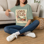 T-Shirt — “Lord, Give Me Patience (And Maybe More Coffee)” Vintage Coffee Tee
