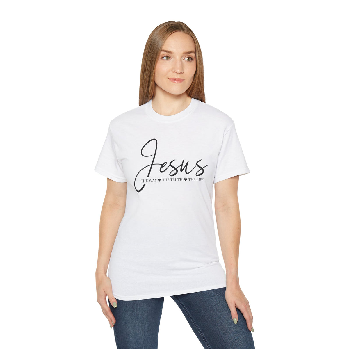 Jesus Script Tee — "Jesus: The Way The Truth The Life" Christian Faith T-Shirt