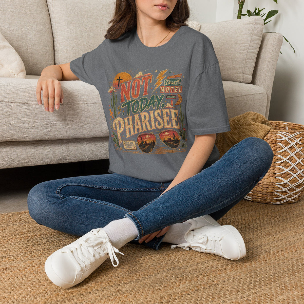 Not Today Pharisee T-Shirt — Retro Desert Christian Faith Tee