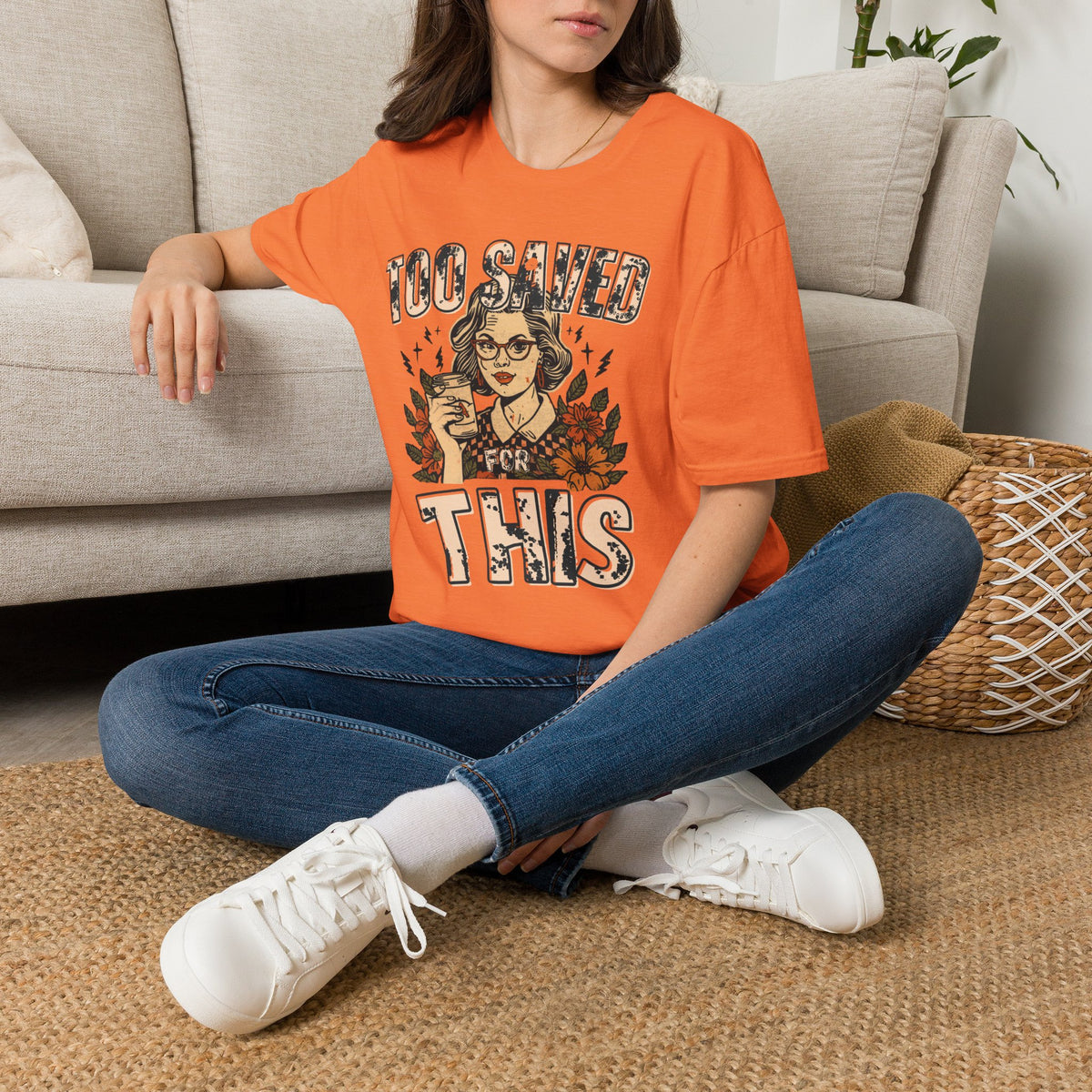 Too Saved For This T-Shirt — Vintage Tattoo Woman Graphic Tee