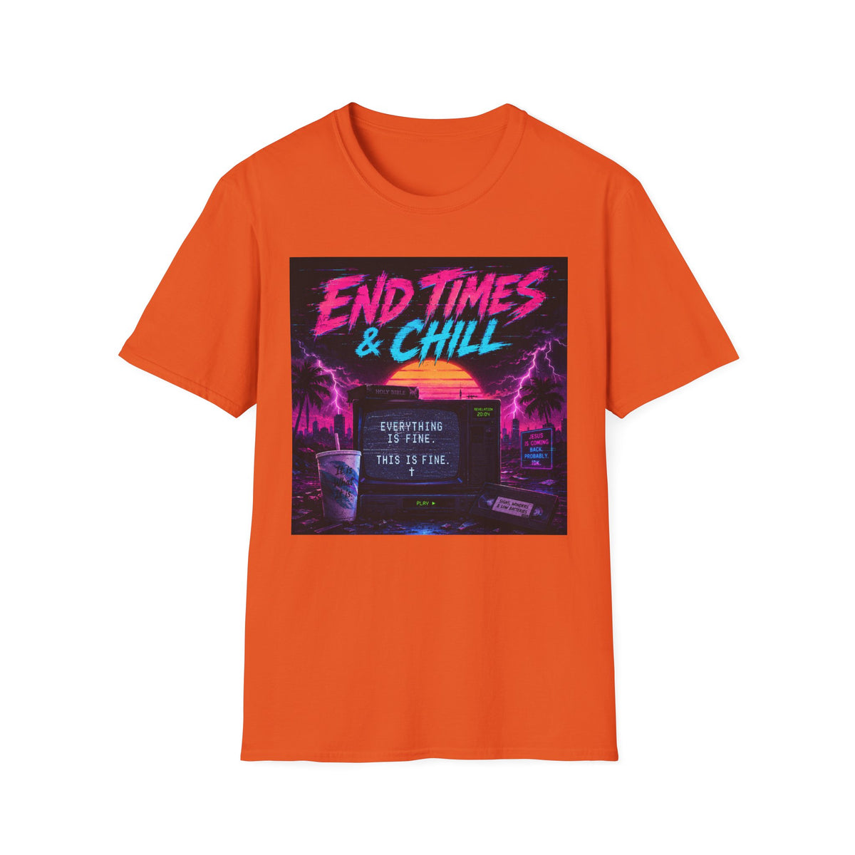 Retro 'End Times & Chill' T-Shirt — Vaporwave Sunset Tee