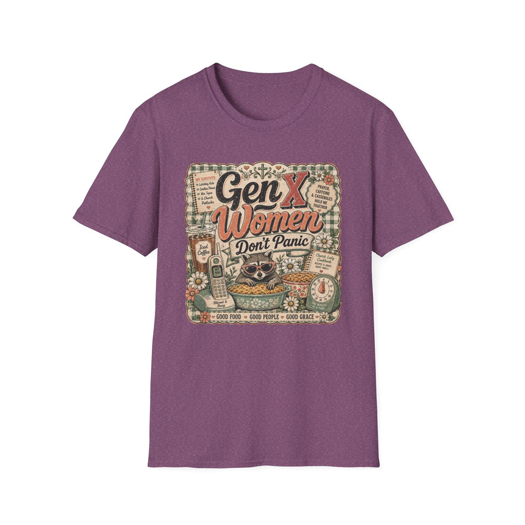 Gen X Women Don't Panic T-Shirt — Retro Raccoon Vintage Graphic Tee