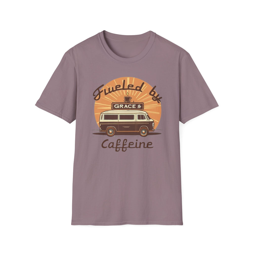 Fueled by Grace & Caffeine Van T-Shirt — Retro Coffee Roadtrip Tee