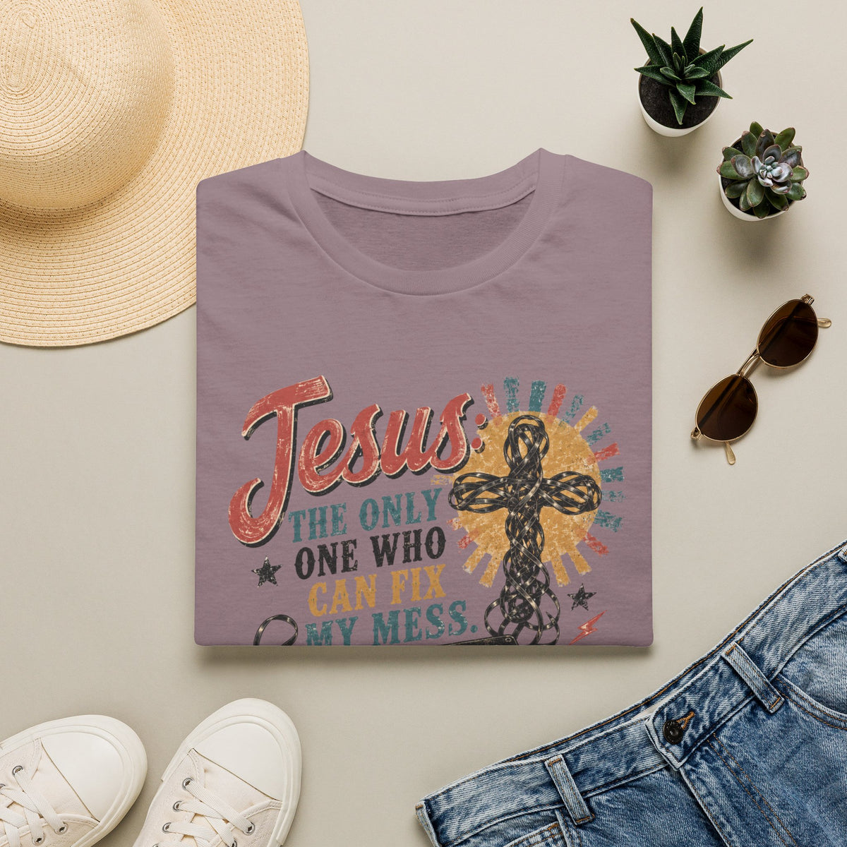 Jesus Can Fix My Mess T-Shirt — Retro Cassette Christian Tee