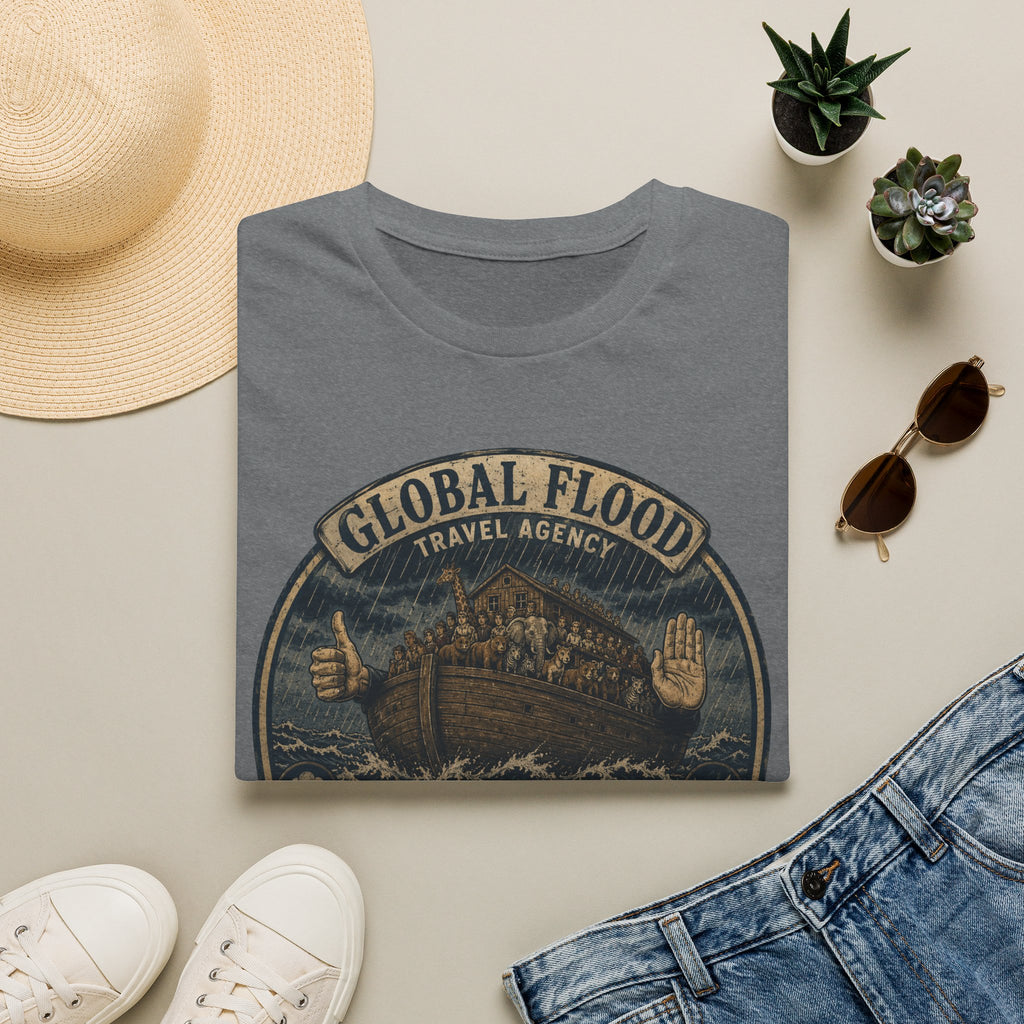 Global Flood Travel Badge T-Shirt – Vintage Ark Graphic Tee ("Unsubscribe from Humanity")