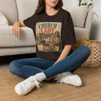 Church Lady Burnout T-Shirt — Vintage Funny Christian Humor Tee for Busy Church Volunteers