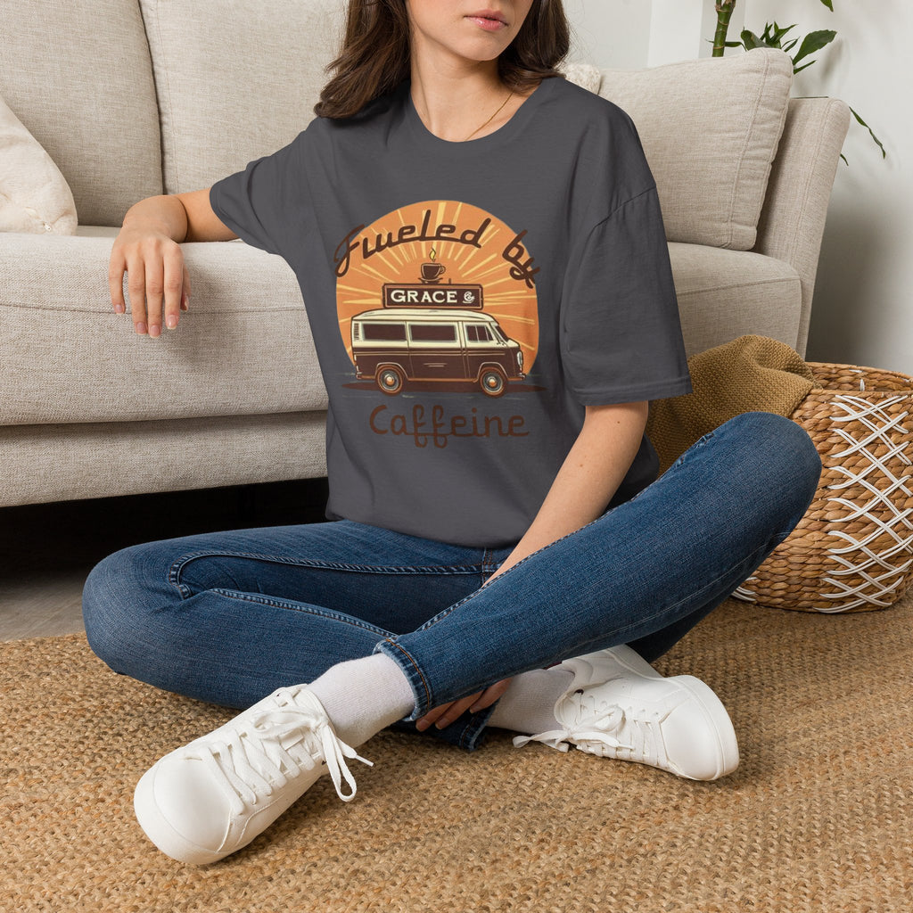 Fueled by Grace & Caffeine Van T-Shirt — Retro Coffee Roadtrip Tee