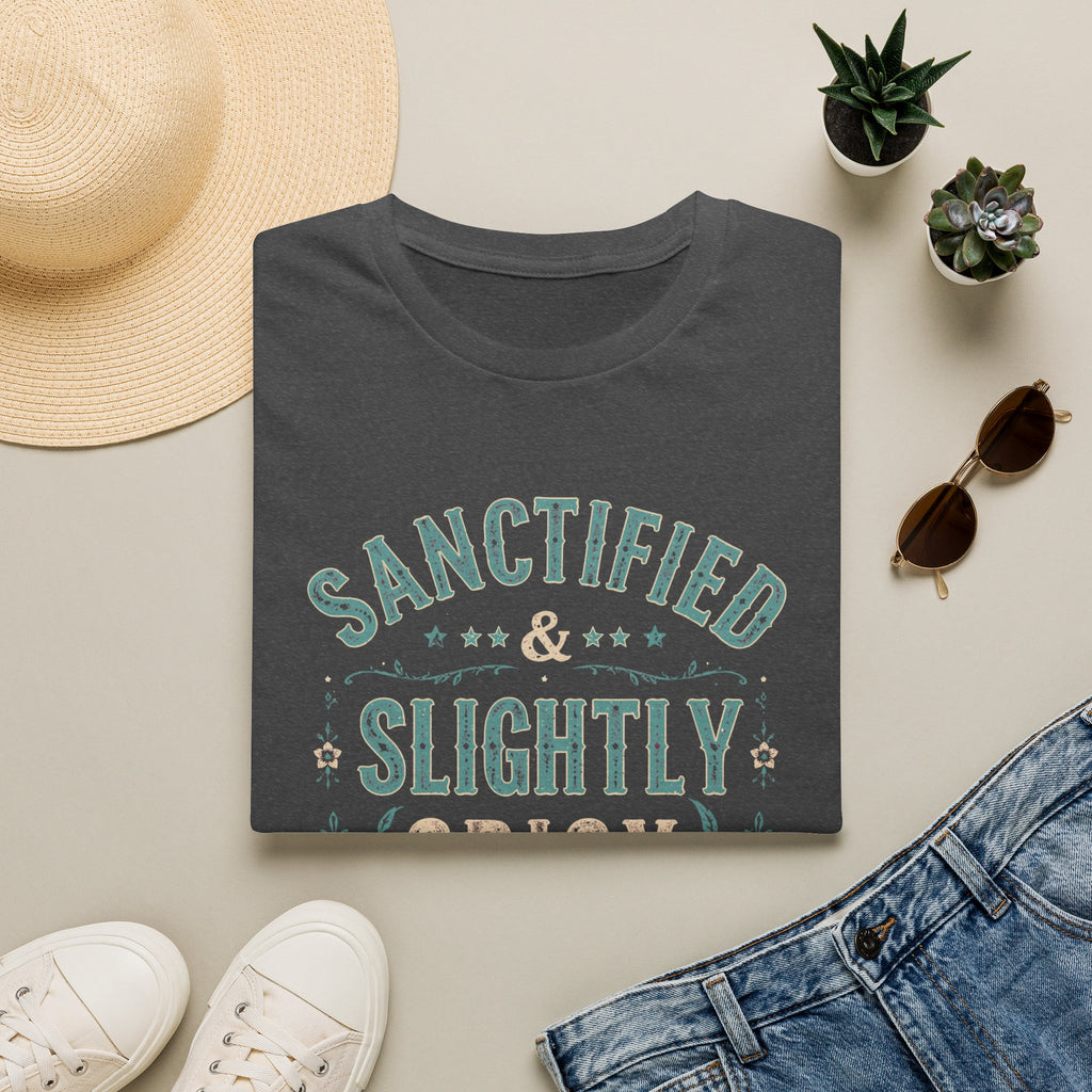 Sanctified & Slightly Spicy T-Shirt — Christian Faith with Fun Attitude