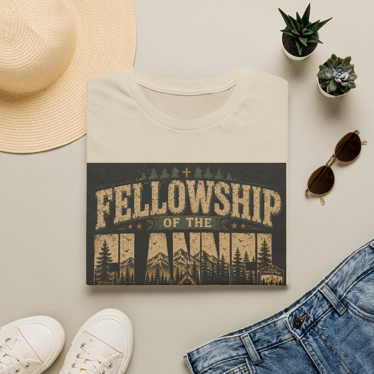 Fellowship of the Flannel T-Shirt — Vintage Outdoor Camping Tee