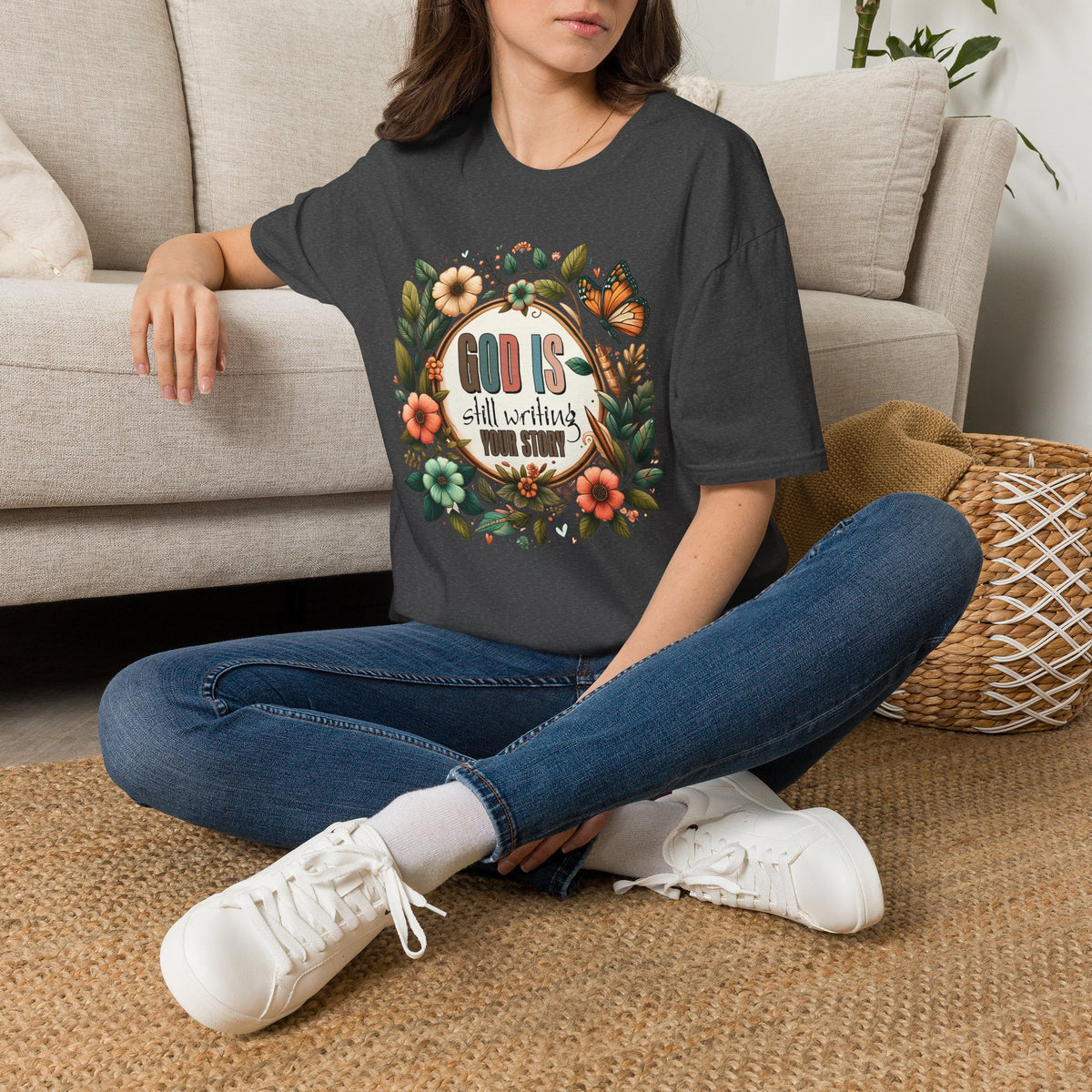 Inspirational T-Shirt — "God Is Still Writing Your Story" Floral Faith Tee