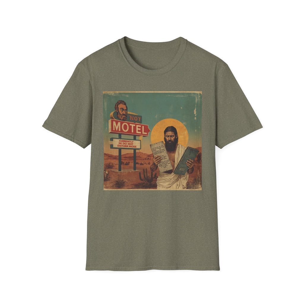 Desert Motel Graphic T‑Shirt — Vintage Roadside Jesus Art Tee