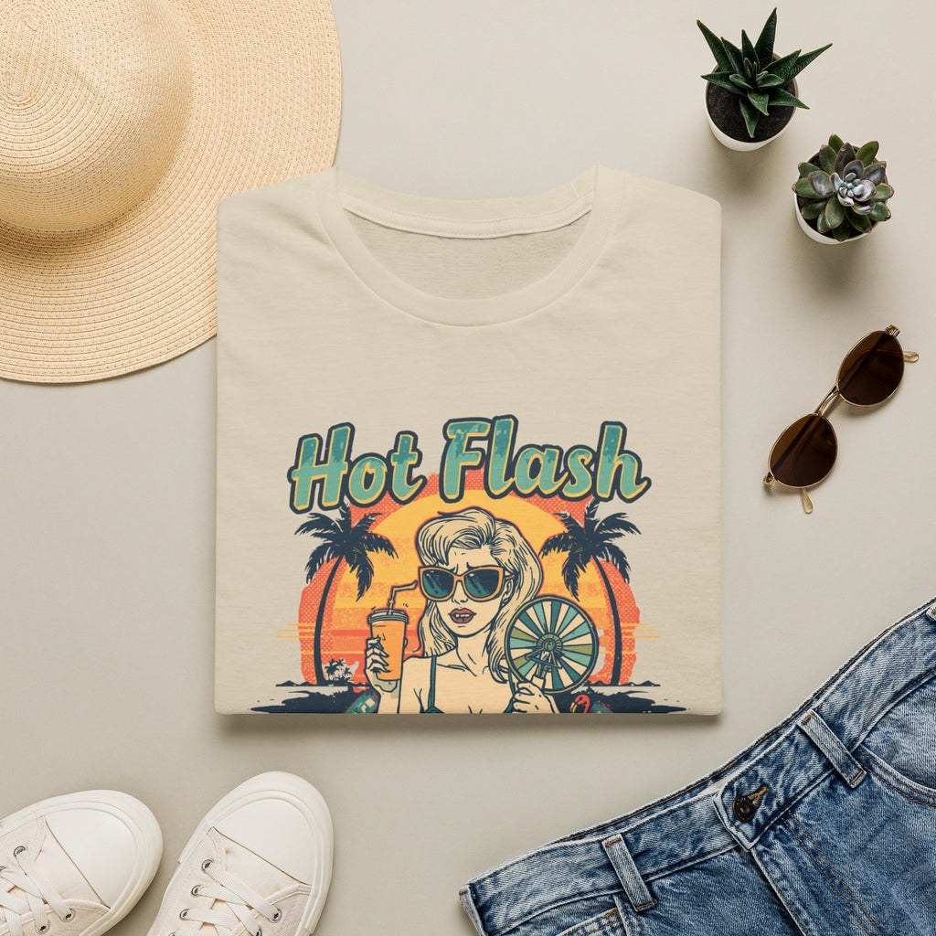 Hot Flash Summer Tour Retro Beach T-Shirt — Funny Menopause Graphic Tee