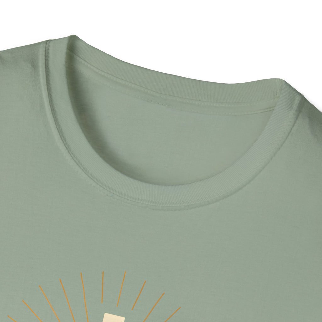 Radiant gold cross T-Shirt--Faith in Full Light