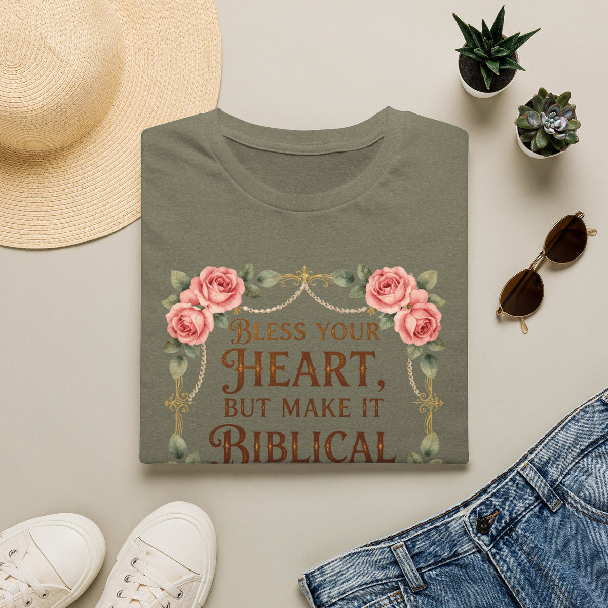 Biblical Blessings T-Shirt — "Bless Your Heart, But Make It Biblical" Floral Tee