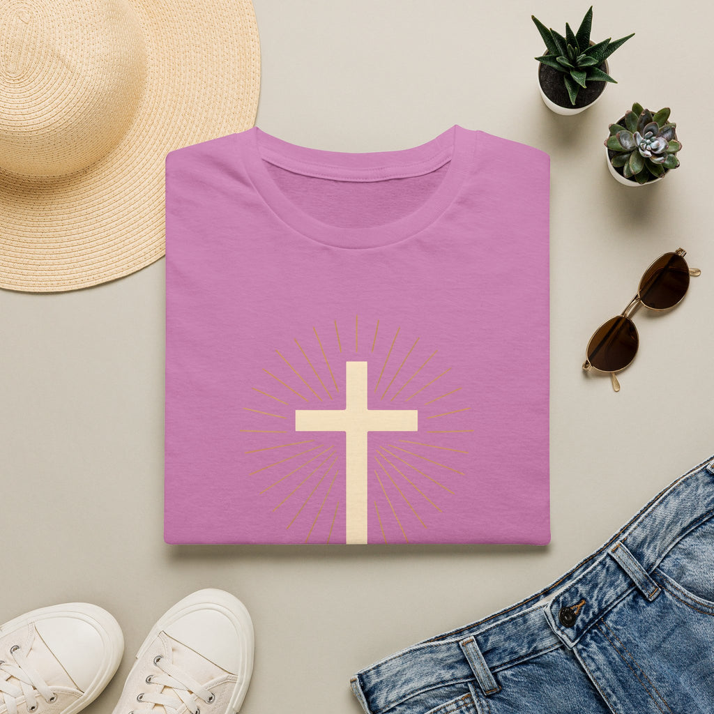 Radiant gold cross T-Shirt--Faith in Full Light