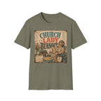 Church Lady Burnout T-Shirt — Vintage Funny Christian Humor Tee for Busy Church Volunteers