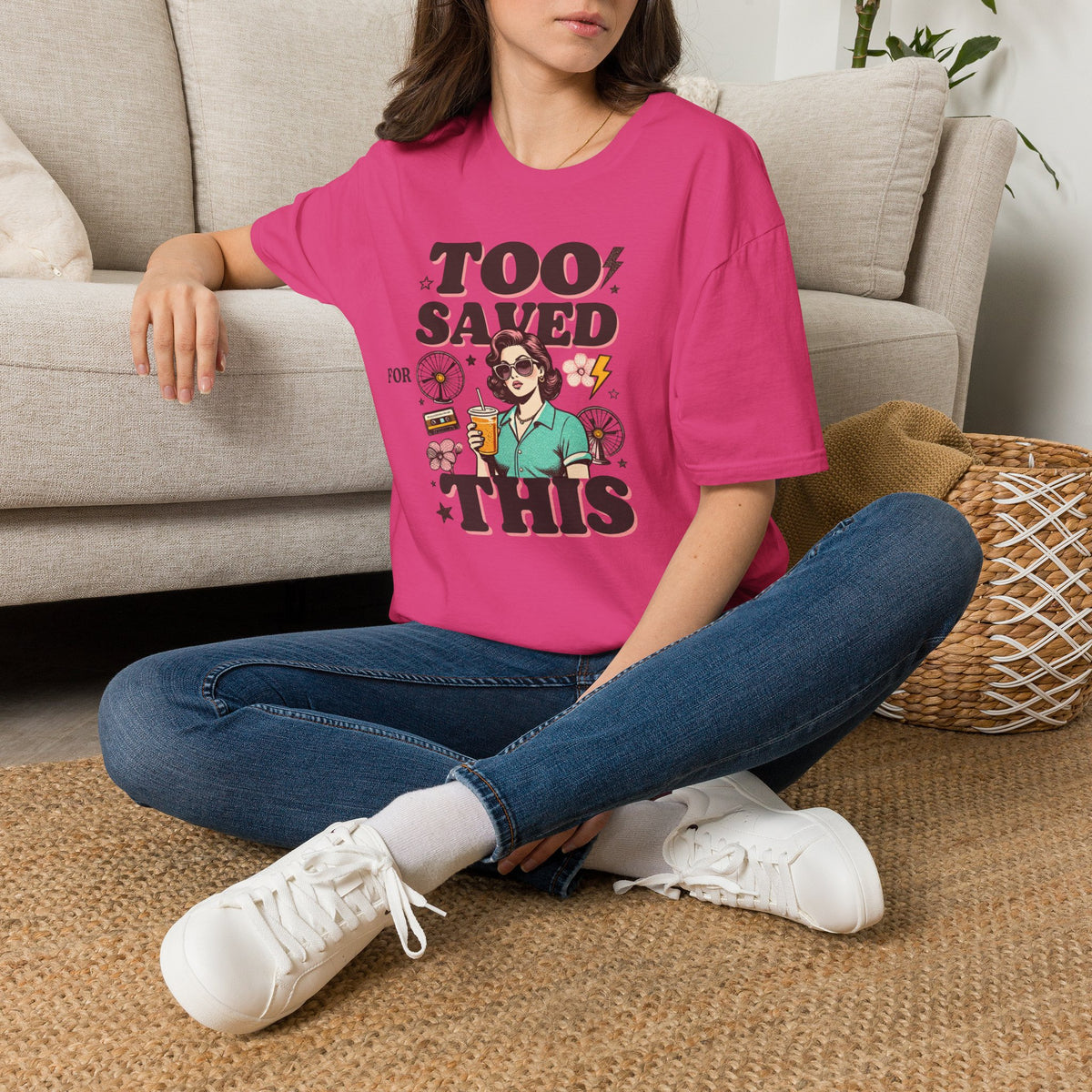 Too Saved For This T-Shirt — Retro Woman Graphic Christian Faith Tee