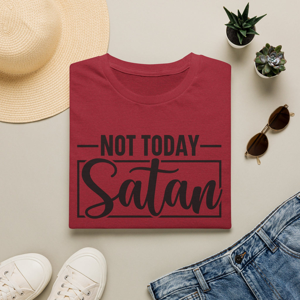 Not Today Satan T-Shirt — Funny Christian Faith Graphic Tee