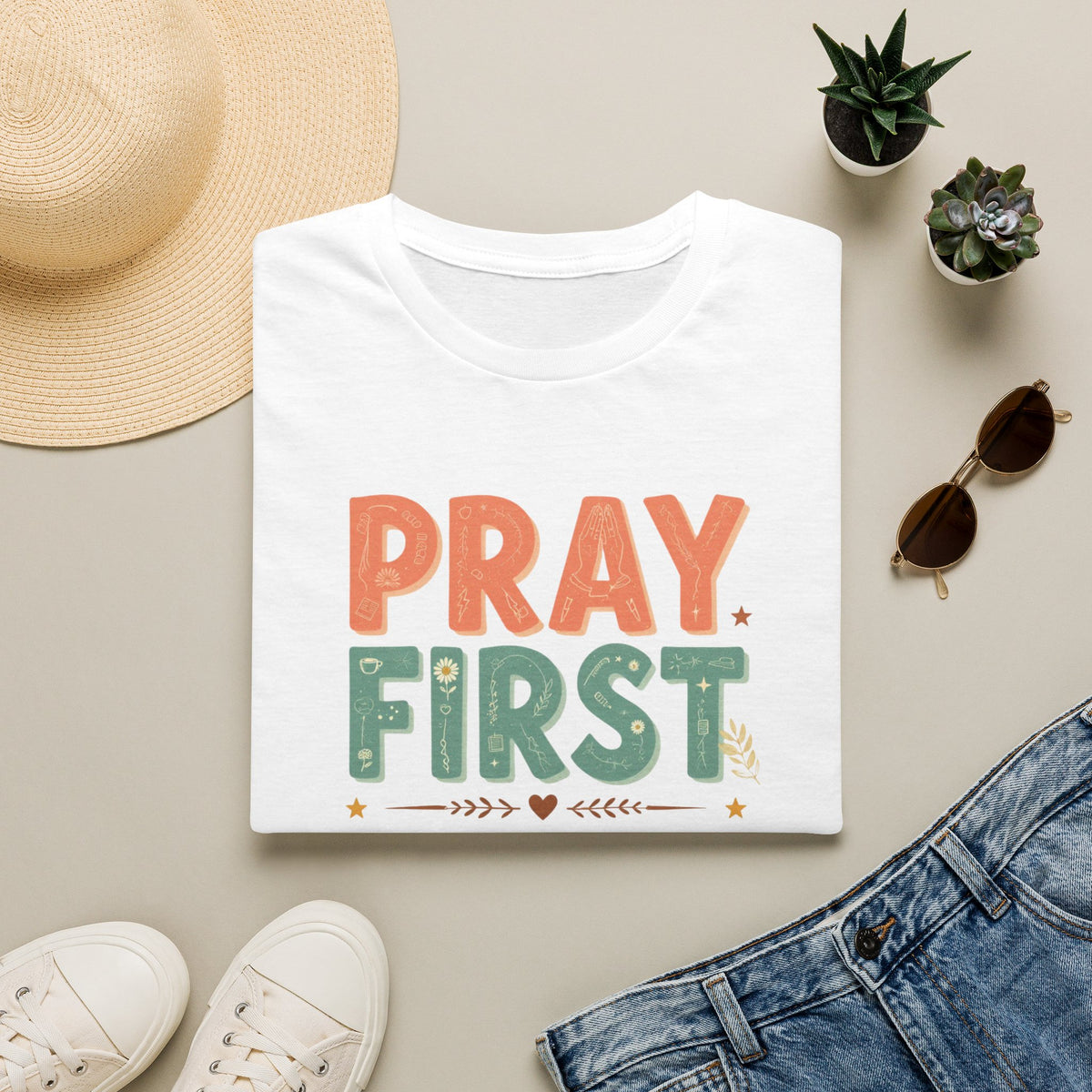 Pray First T‑Shirt — 'Pray First, Side‑Eye Later' Inspirational Graphic Tee