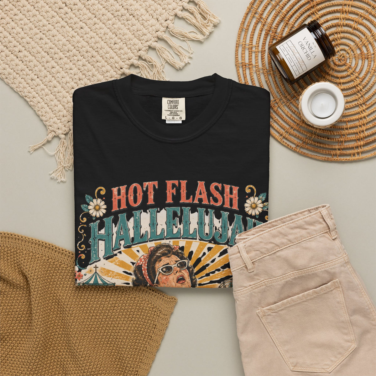 T-Shirt — "Hot Flash Hallelujah" Vintage Gospel Graphic Tee