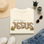 Jesus Leopard Print T-Shirt — "All My Hope Is In Jesus" Floral Faith Tee