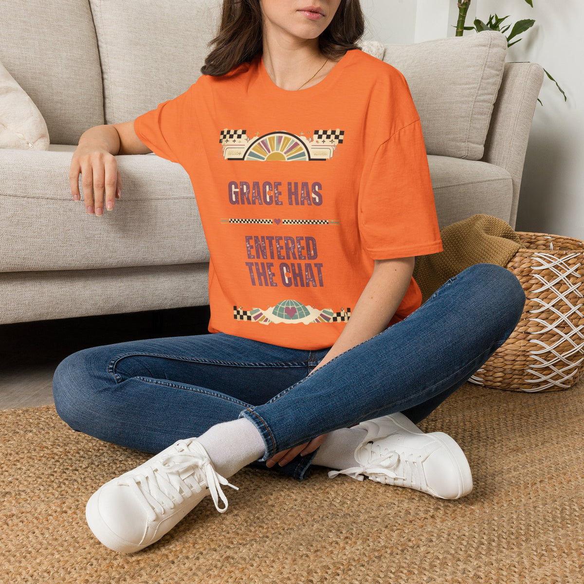 Grace Has Entered the Chat T-Shirt — Retro Boho Graphic Tee for Women