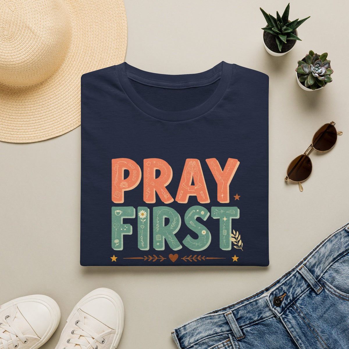 Pray First T‑Shirt — 'Pray First, Side‑Eye Later' Inspirational Graphic Tee