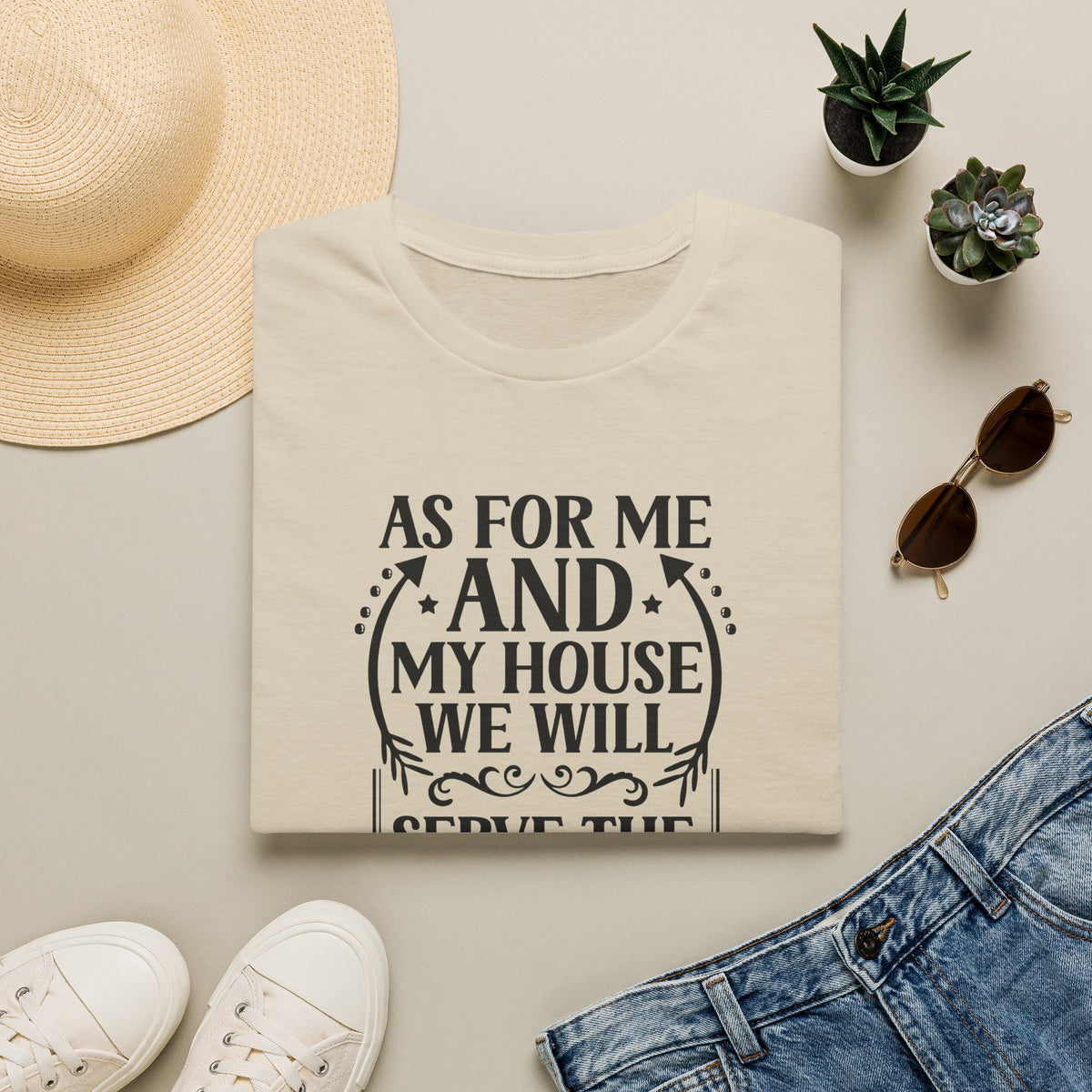 Christian Faith T-Shirt — "As For Me And My House We Will Serve The Lord" Scripture Tee
