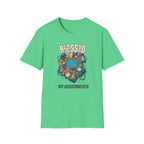 Blessed But Overstimulated T-Shirt — Retro Cozy Graphic Tee for Busy Moms & Millennials