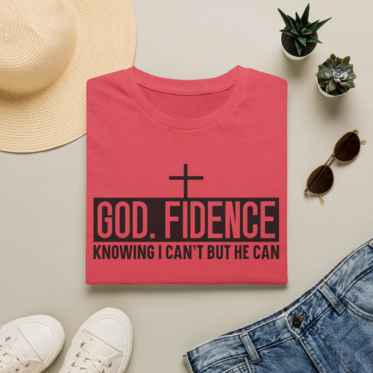 Faith Confidence T-Shirt — "God. Fidence" Christian Inspirational Tee