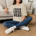 Christian Graphic T‑Shirt — "Jesus Loves This Hot Mess"