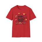 God Is So Much Bigger Than… T‑Shirt — Inspirational Christian Faith Tee with Cute Icons