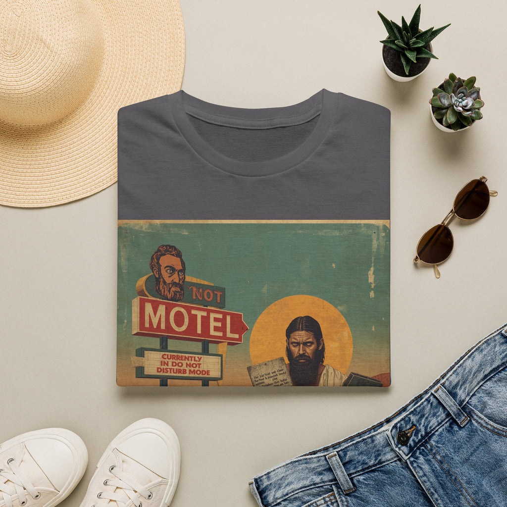 Desert Motel Graphic T‑Shirt — Vintage Roadside Jesus Art Tee